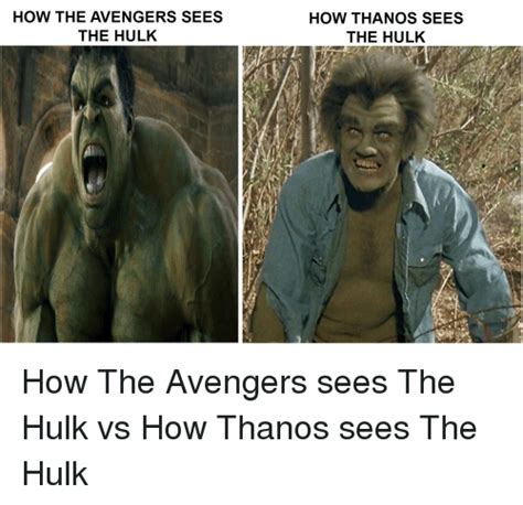 HOW THE AVENGERS SEES THE HULK HOW THANOS SEES THE HULK | Funny Meme on ...