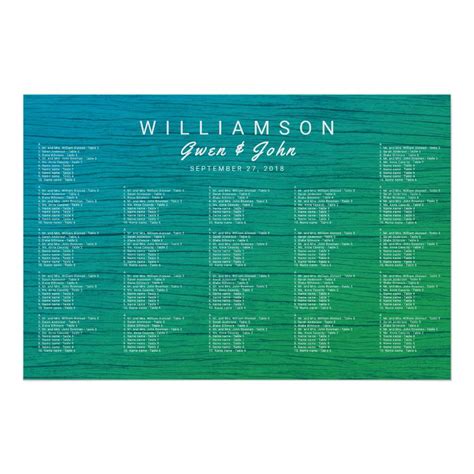 Sea Blue n Green Wedding Reception Seating Chart Size: Medium. Gender: unisex. Age Group: adult ...