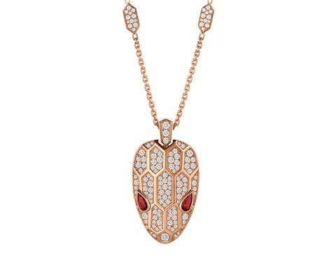 Rose gold Serpenti Necklace Red with 2.07 ct Diamonds,Rubellite ...