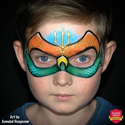 Aquaman Mask by Annabel Hoogeveen | Superhero face painting, Mermaid face paint, Face painting ...