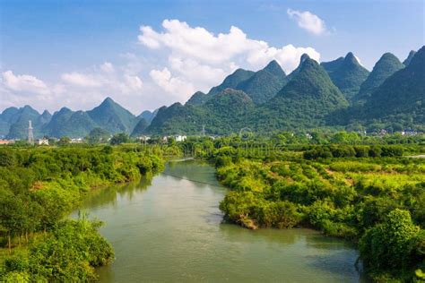 Yangshuo, China on the Li River Stock Photo - Image of famous, natural ...