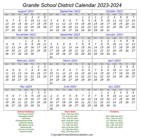 Granite School District Calendar 2023-2024 School District Calendars