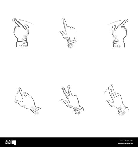 Sketch Finger Gesture Touch Screen Sign Set Collection Stock Vector Image & Art - Alamy