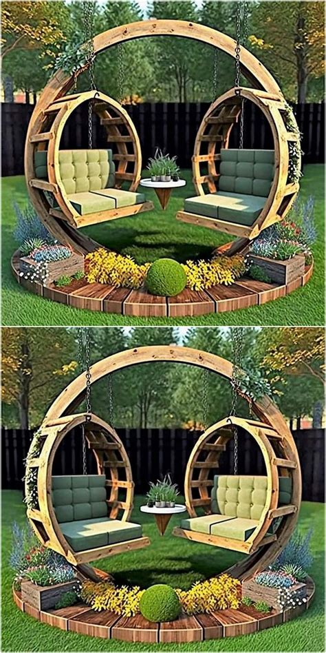 wooden garden swings