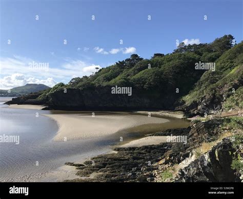 The beach at Portmeirion Stock Photo - Alamy