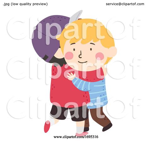 Kids Boys Hug Empathy Illustration by BNP Design Studio #1695316