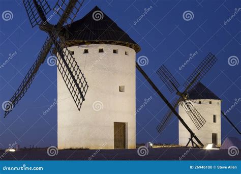 Windmills of La Mancha - Spain Stock Photo - Image of sundown ...