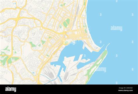 Printable street map of Durban, South Africa. Map template for business ...