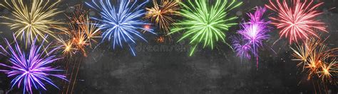 Happy New Year Party Fireworks Background Banner Panorama Long ...