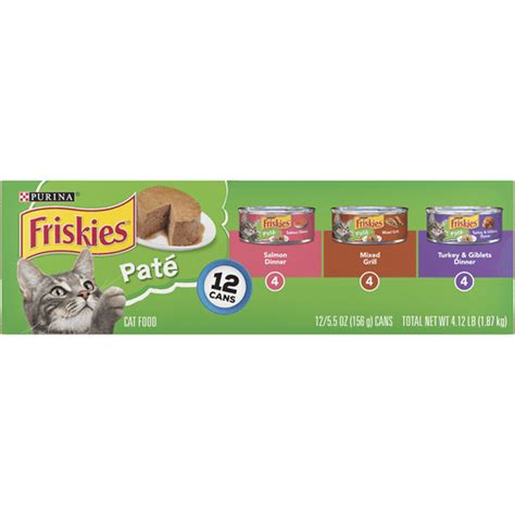 Purina Friskies Pate Wet Cat Food Pate Variety Pack Salmon Dinner, Turkey and Giblets and Mixed ...