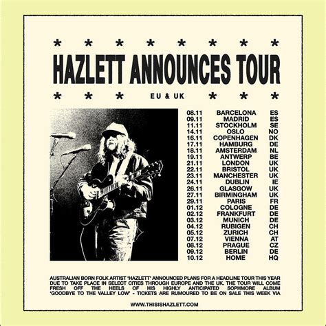 Hazlett goes on EU & UK Tour and tickets are on sale today! : r/Hazlett