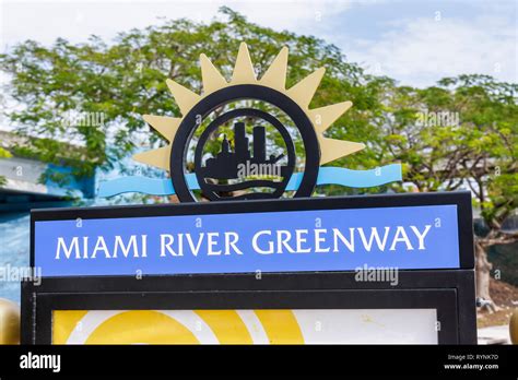 Miami Florida,Miami River Greenway,sign,revitalization,urban conservation,park,pathway ...