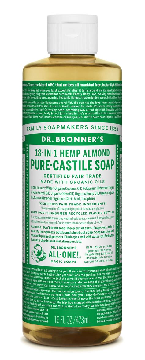 Dr. Bronner's Almond Pure-Castile Liquid Soap - 16 oz - Walmart.com