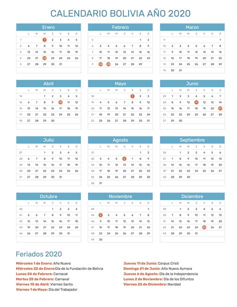 Calendario 2020 Colombia Con Festivos Pdf Para Imprimir