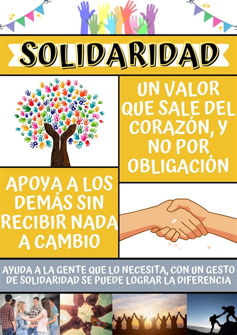 Afiche Sobre El Valor De La Solidaridad | Valor de la solidaridad, Dia ...