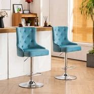 Tzicr Velvet Bar Stools Set of 2, Luxury Upholstered Bar Chairs with ...