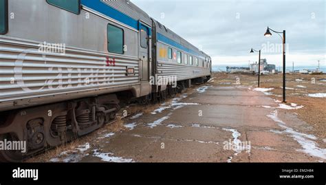 A Train Stopped At A Station; Churchill Manitoba Canada Stock Photo - Alamy