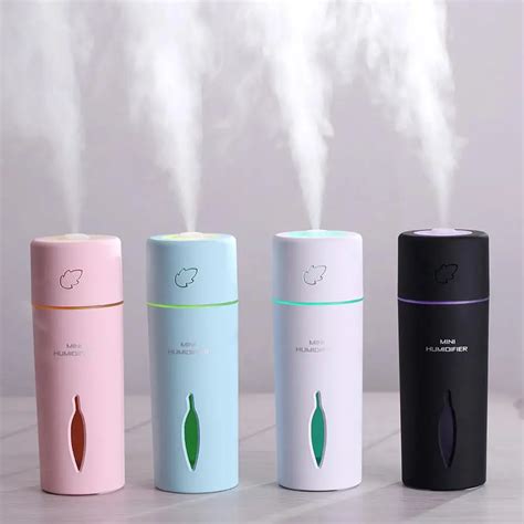 Portable USB Mini Humidifier Innovative Leaf Mute Bedroom Desktop Home Air Humidifier Portable ...