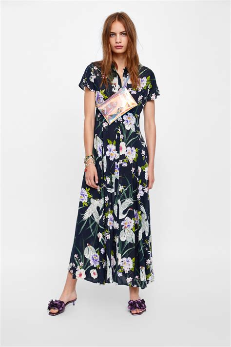 Image 1 of LONG FLORAL PRINT DRESS from Zara | Floral print dress long, Zara maxi dress, Dresses