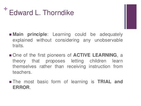 1.6 edward l. thorndike connectionism theory