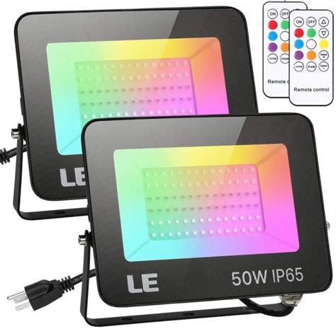 50W RGB LED Flood Light with Remote Control, Outside Security Light - Lepro