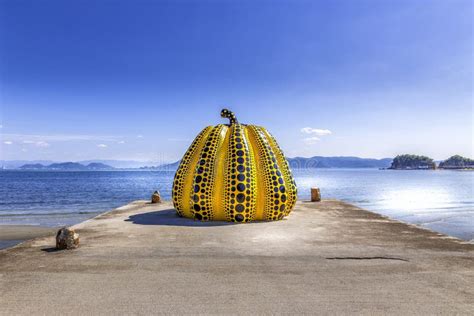 NAOSHIMA, JAPAN. JUNE 2: Yayoi Kusama`s Giant Pumpkin Sculpture in Naoshima Editorial Image ...