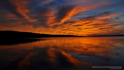 HD wallpaper: Pewaukee Lake at Sunrise, Waukesha County, Wisconsin ...