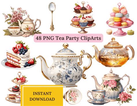 Whimsical Tea Party ClipArt Bundle, Tea Set ClipArt, Teapots, Floral ...