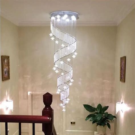 Modern Spiral K9 Crystal LED Ceiling Lights Large Staircase Indoor ...