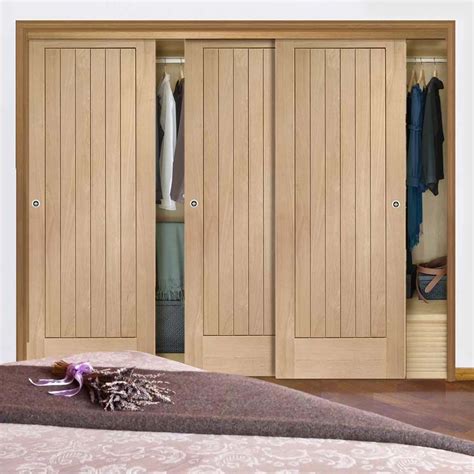 Three Sliding Wardrobe Doors & Frame Kit - Suffolk Oak Door ...