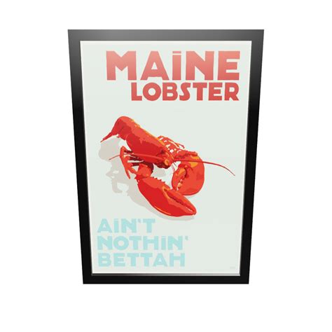 Maine Lobster Art Print 24" x 36" Framed Travel Poster By Alan Claude - Alan Claude Gallery