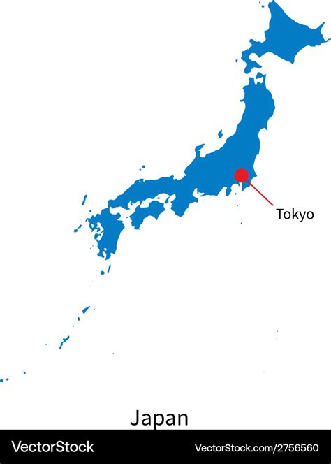 Detailed map of japan and capital city tokyo Vector Image