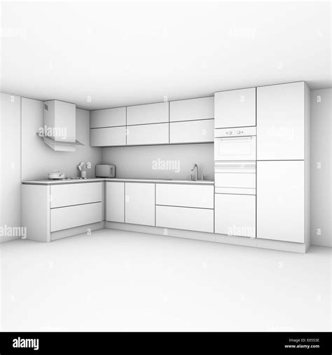 Modern kitchen cabinets in new white interior Stock Photo - Alamy