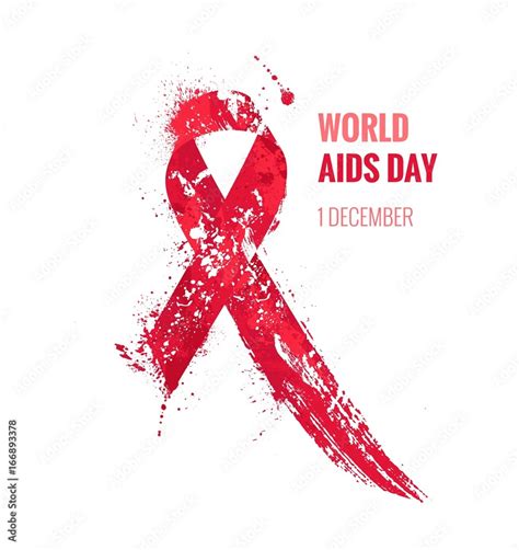 Aids Awareness Ribbon. Watercolor red ribbon, aids awareness symbol ...