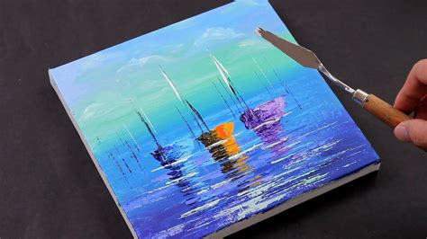 Seascape Painting in acrylic for beginners / Landscape Painting / Easy ...