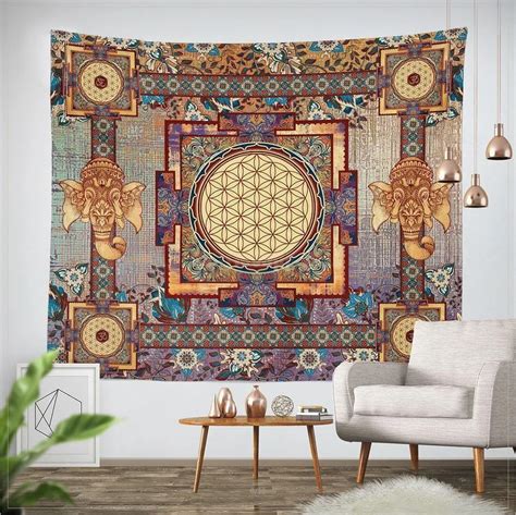 Indian Mandala Tapestry 203x153cm Cotton Belgium Hippie Wall Hanging ...