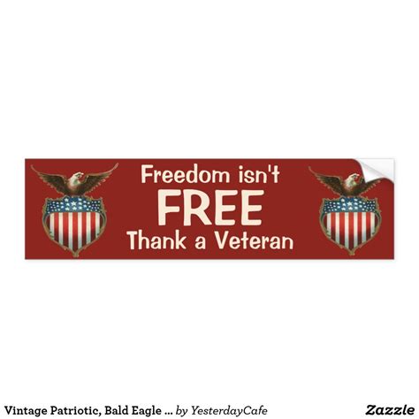 Vintage Patriotism, Proud Eagle over American Flag Bumper Sticker ...