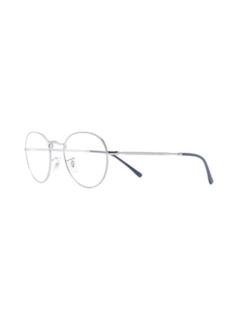 Ray-Ban logo-engraved round-frame Glasses | Blue | FARFETCH