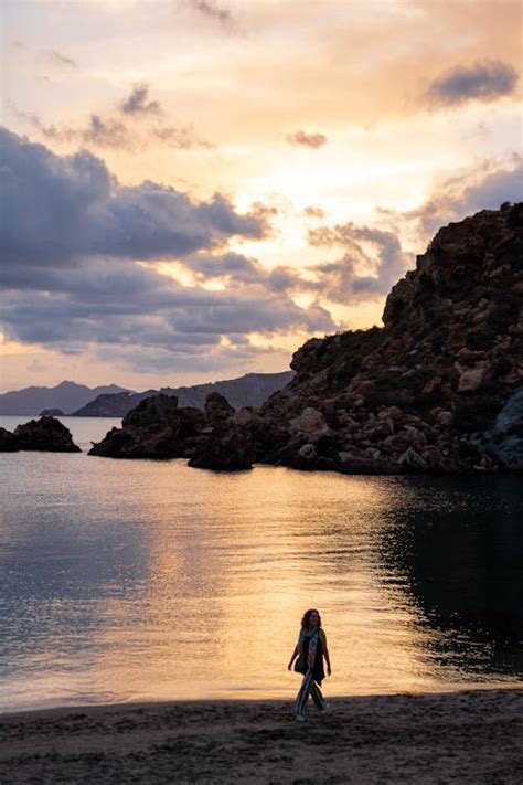 A Person on a Beach at Sunset · Free Stock Photo