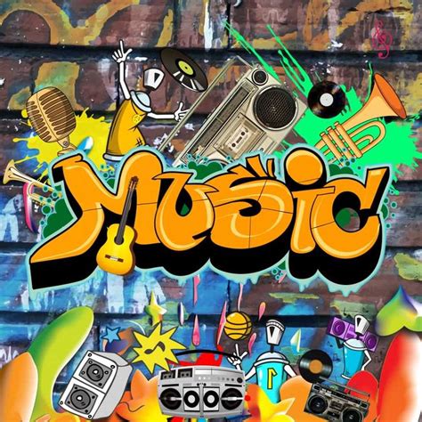 Graffiti Music Trumpet Video Computer Printed Photography Backdrop HXB-166 | Music graffiti ...