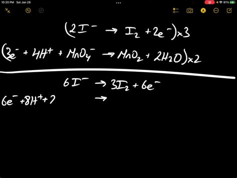 Balance the equation for the oxidation of an iodide ion, I-, by a ...
