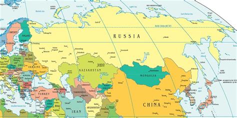 Russia And Eurasian Republics Political Map | Time Zones Map