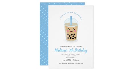 Boba Bubble Tea Party Invitation | Zazzle.com.au