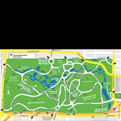 Map of Forest Park, St Louis | St louis zoo, St louis, Forest park