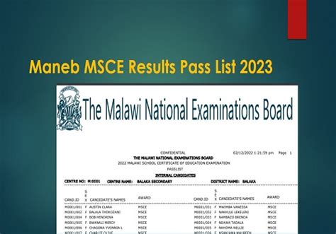 Maneb MSCE Results 2023-OUT Malawi National Board Exam Pass List PDF @maneb.edu.mw