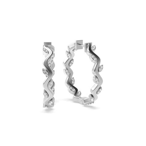 pave setting round shape diamond earrings for women | ABELINI