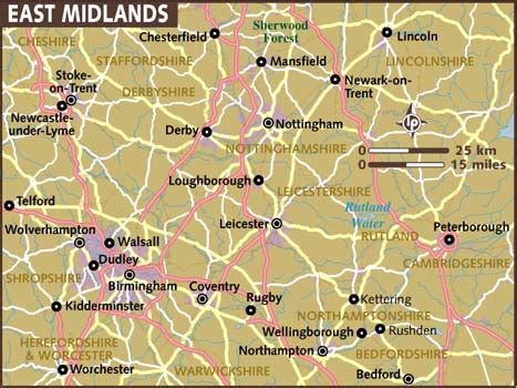 Map of East Midlands