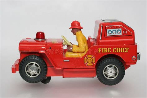 Fire Chief Toy Car with Driver Sideview Stock Photo - Image of chief ...