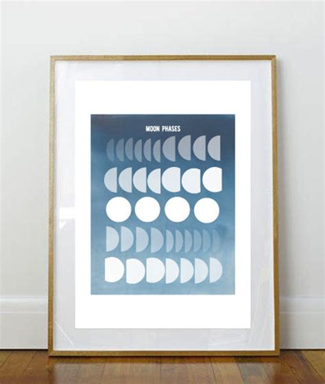 Moon Phases Print // Moon Cycles // Full Color Print // Lunar Phases // Moon Print // Ombre ...