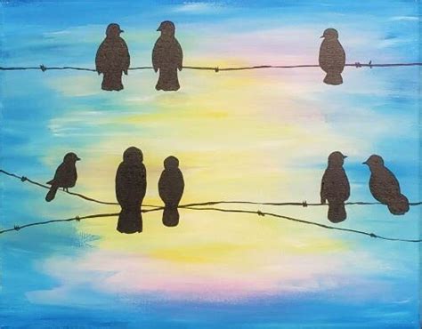 Birds on a Wire – Paint and Sip – Painting and Vino